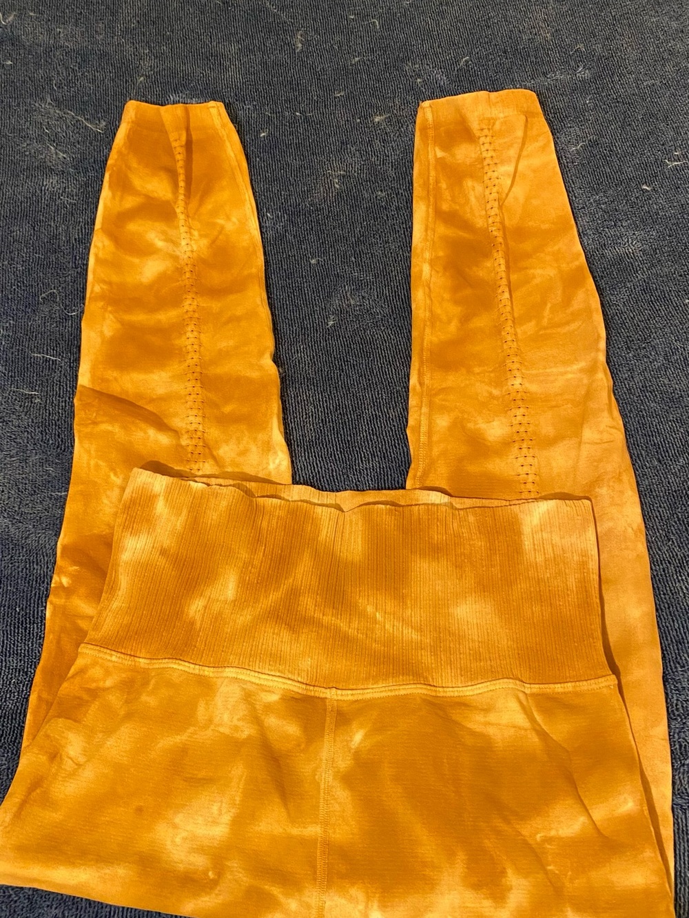 Free People Bright Orange Ribbed-Waist Leggings